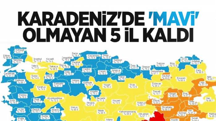 Karadeniz'de 'mavi' olmayan 5 il kaldı