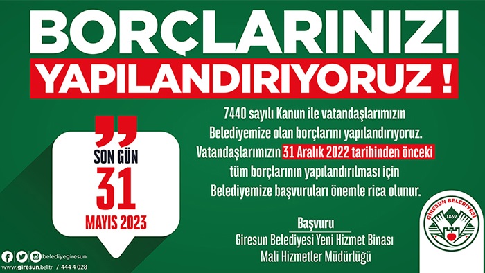 Giresun Belediyesi borçları yapılandırıyor