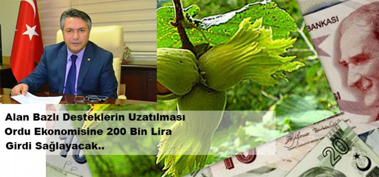 Alan Bazlı Desteklerin Uzatılması  Ordu Ekonomisine 200 Bin Lira Girdi Sağlayacak