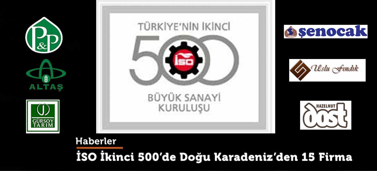 Karadeniz'den 15 firma İSO İkinci 500 listesinde yerini aldı