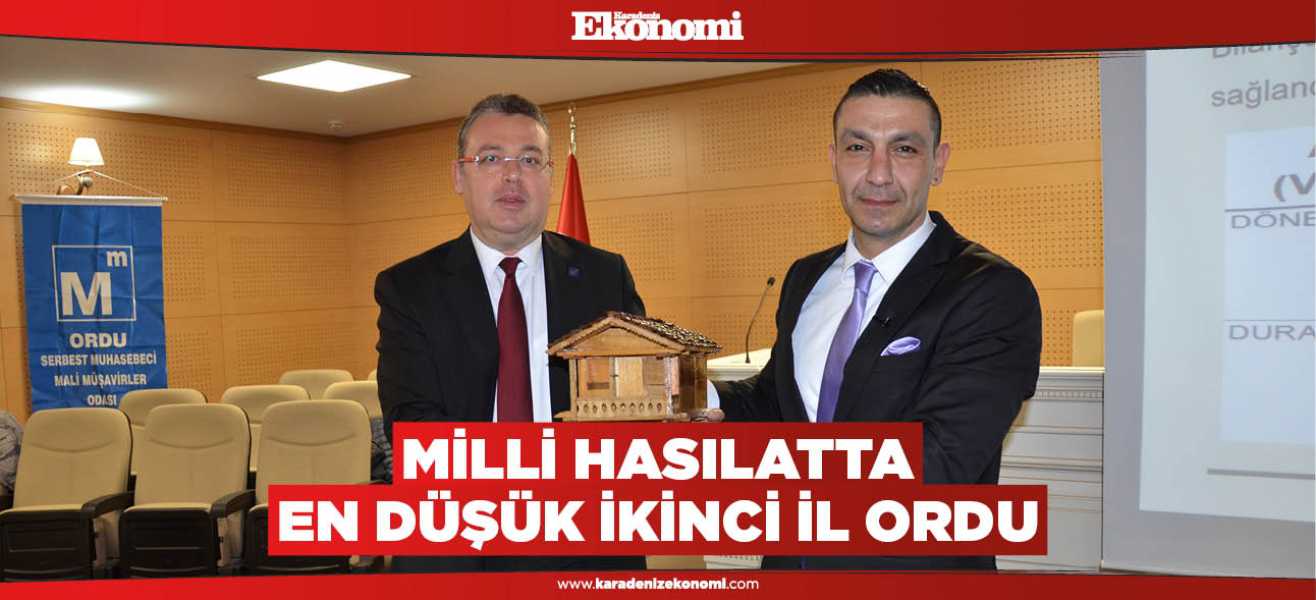 Milli hasılatta en düşük ikinci il Ordu