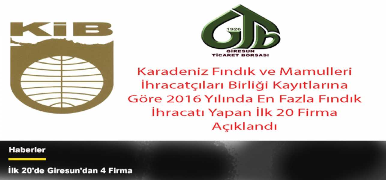 İlk 20'de Giresun'dan 4 Firma