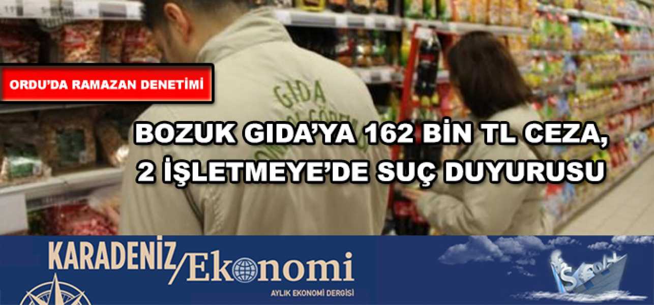  BOZUK GIDAYA 162 BİN TL CEZA,2 İŞLETMEYE SUÇ DUYURUSU