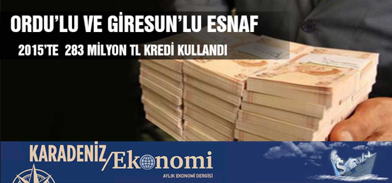 ORDULU VE GİRESUNLU ESNAF 2015TE 283 MİLYON TL KREDİ KULLANDI